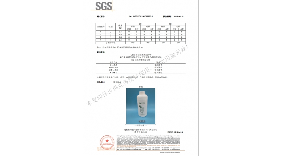 皮膚刺激性實驗報告3